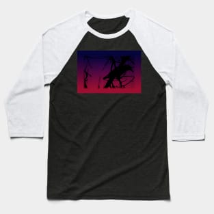 Raven Silhouette On Purple Midnight Baseball T-Shirt